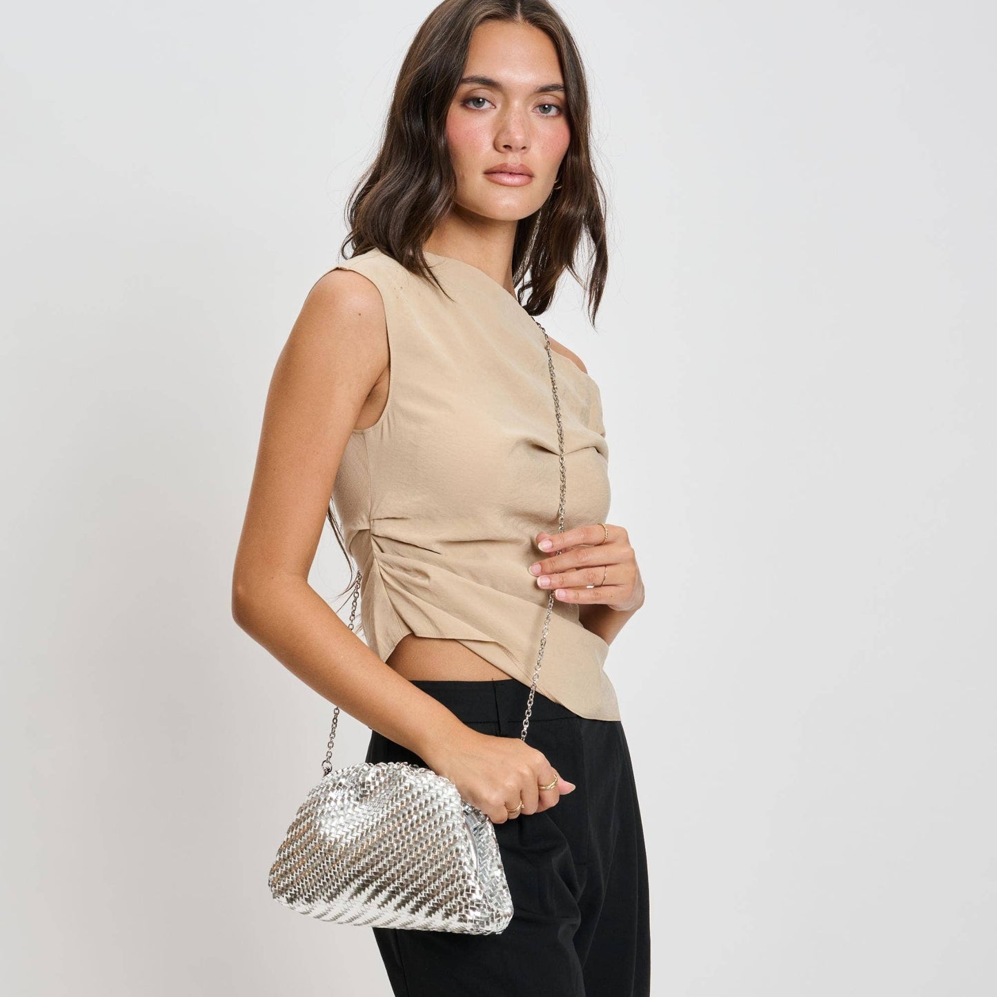 Serena Crossbody Handbag: Silver