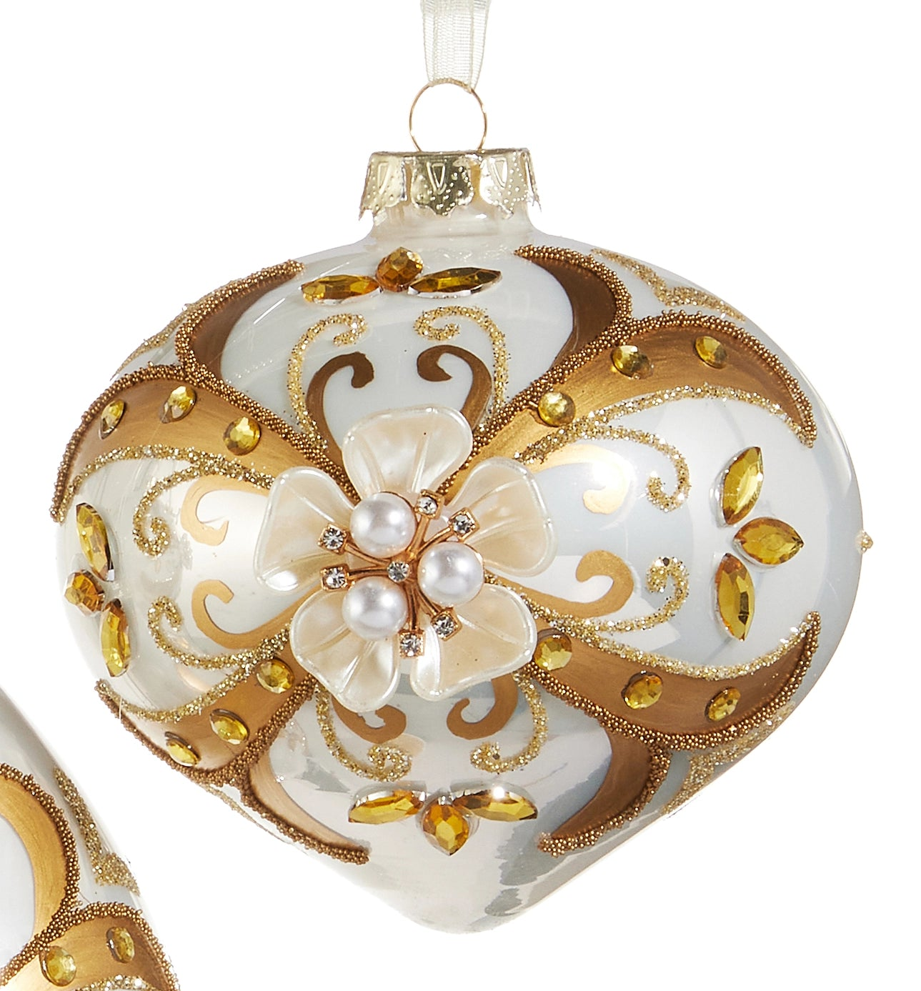 Floral Embellished Ornaments- Ball, Finial, Onion