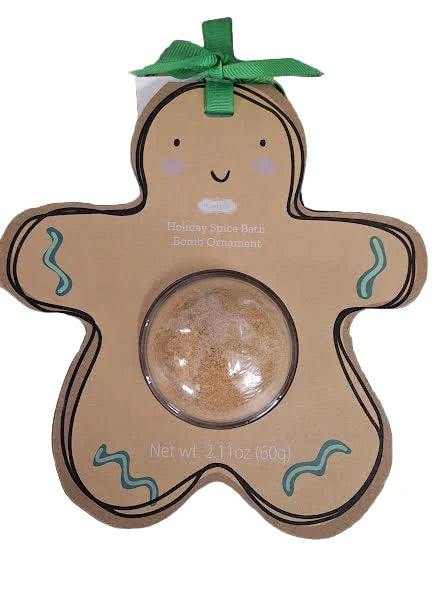 Gingerbread Man Bath Bomb Ornament-Holiday Spice