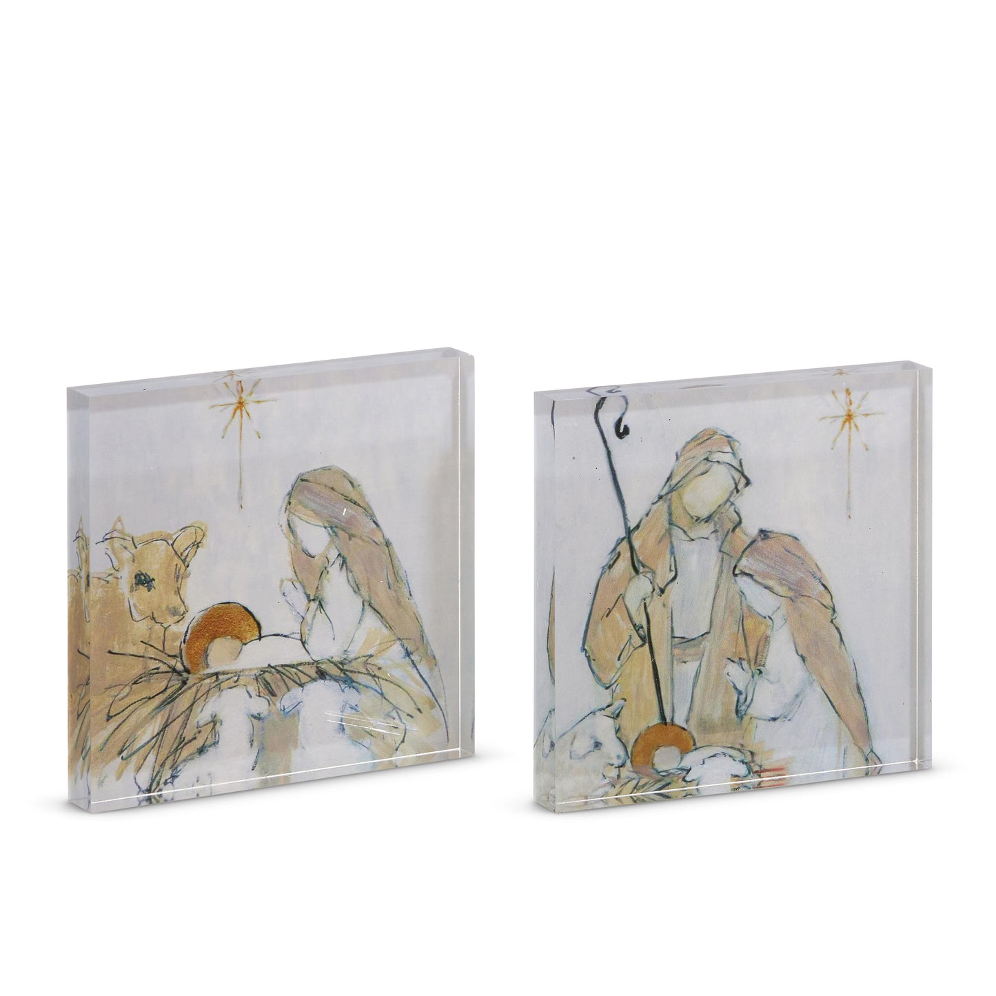 "Glorify Him" Acrylic Block- Mary, Mary w/Joseph