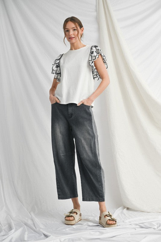 Washed Denim Harem Pants