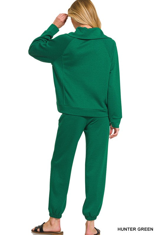 High Collard Sweatshirt & Jogger Set- H Green