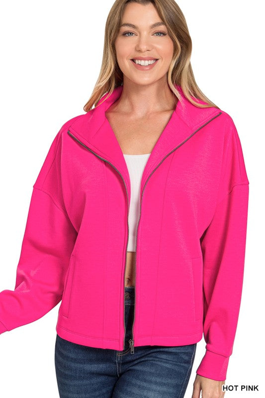 Scuba Full Zip Jacket - Hot Pink