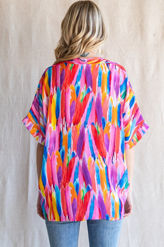 FINAL SALE Multicolor Print Boxy Top