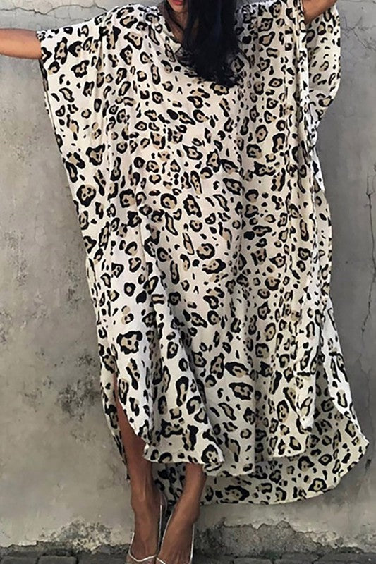 FINAL SALE Leopard Print Kimono Cover Up In Black & White