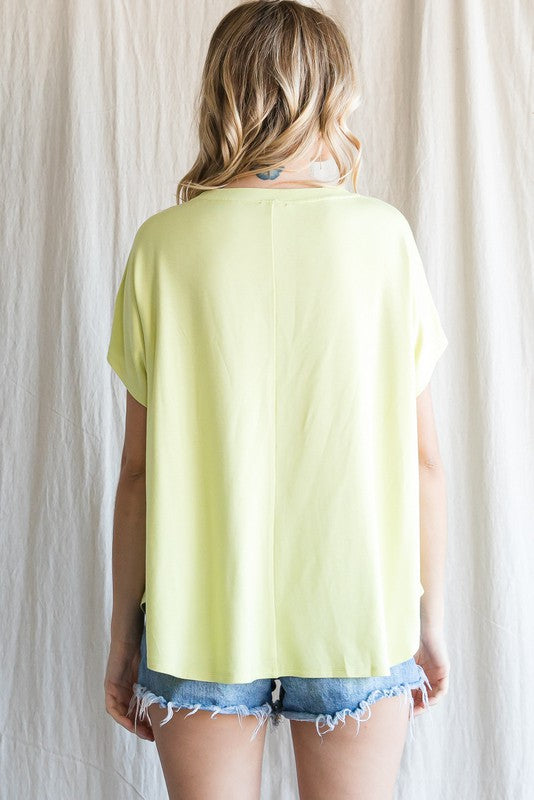FINAL SALE Solid Dolman Sleeves Top In Lemon
