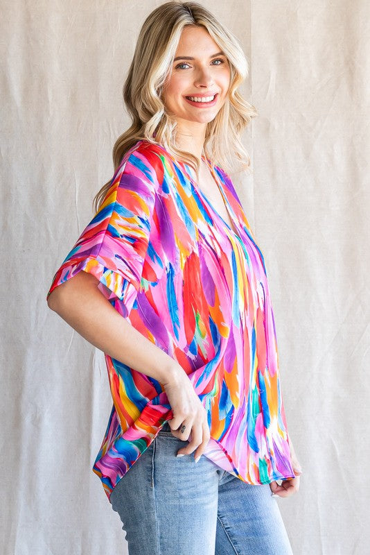 FINAL SALE Multicolor Print Boxy Top