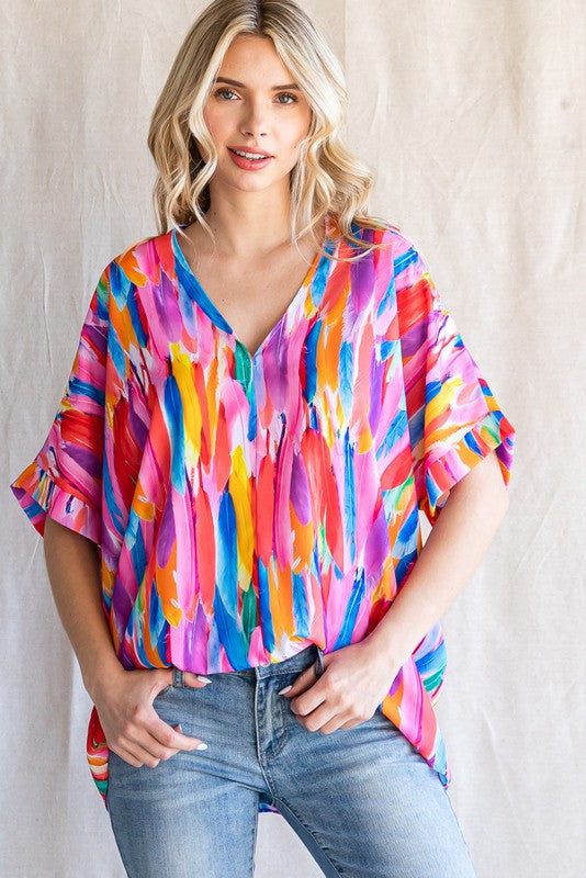 FINAL SALE Multicolor Print Boxy Top