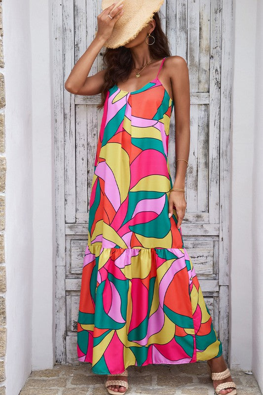 FINAL SALE Geometric Print Maxi Dress