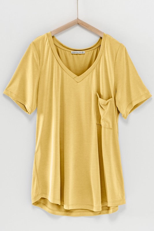 FINAL SALE Pocket Tee In Yellow
