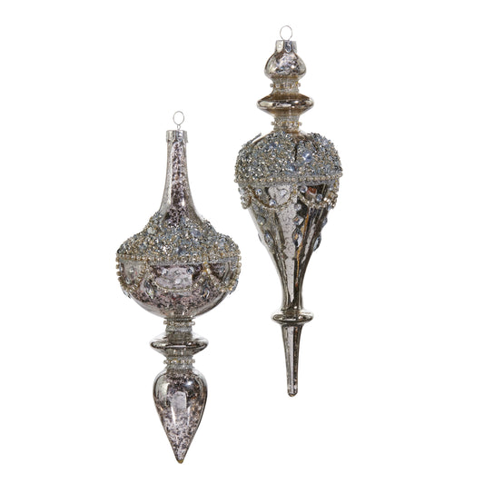 Elegant Jeweled Mercury Ornaments-Spindle, Finial