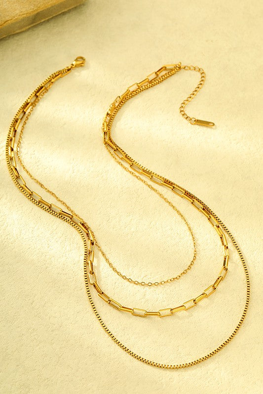 Link & Box Chain Layer Necklace