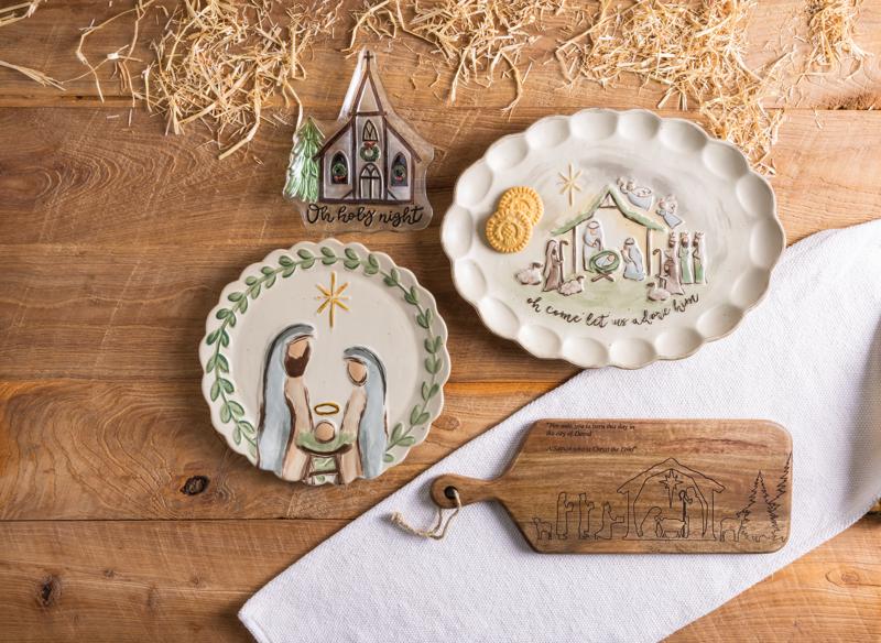 Scalloped Nativity Platter
