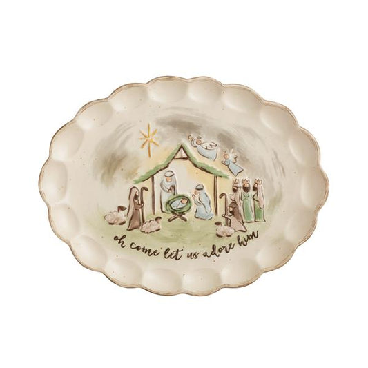 Scalloped Nativity Platter