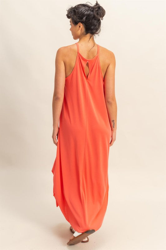 FINAL SALE Halter Neck Asymmetrical Midi Dress