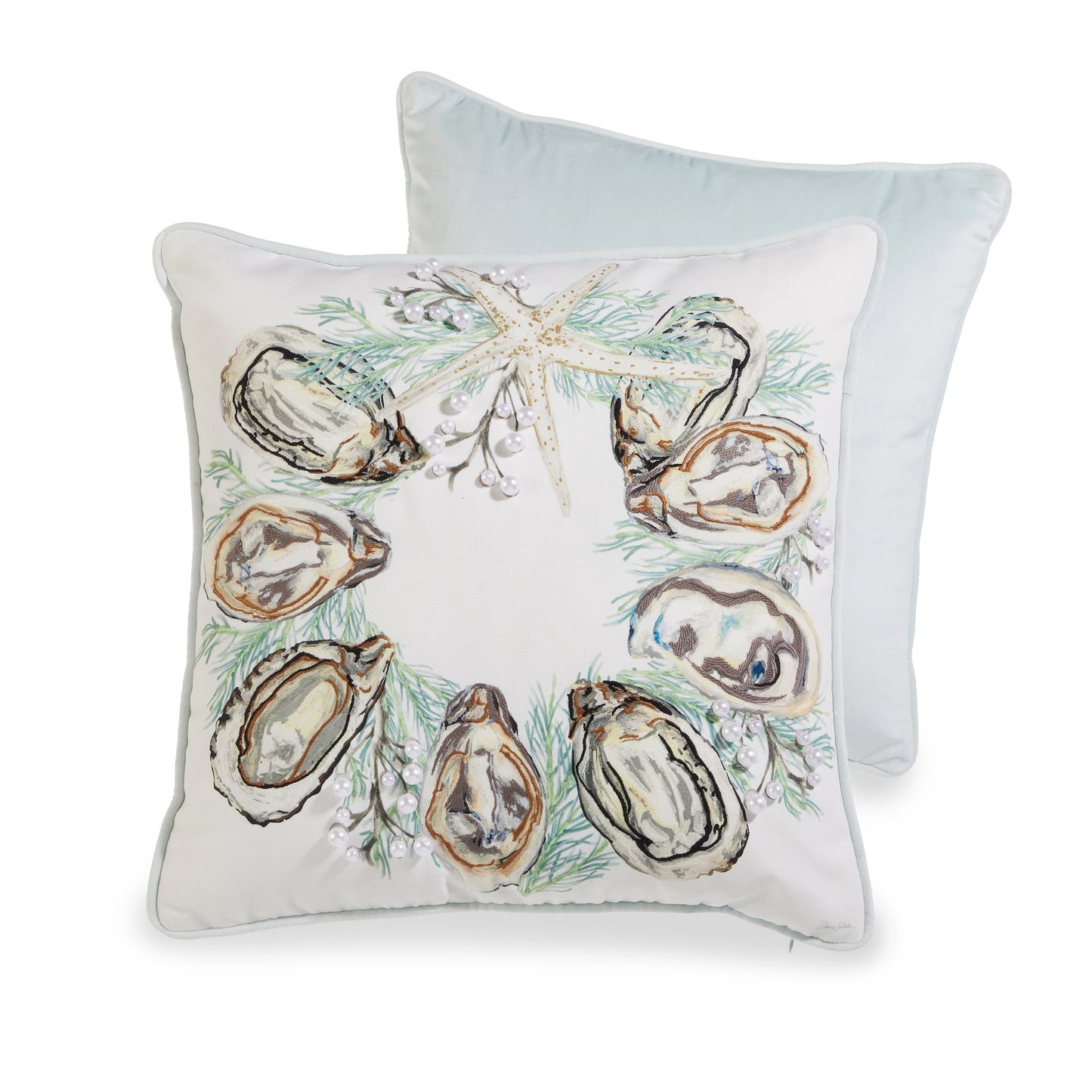 Seascape Oyster Wreath Pillow