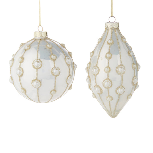 Pearl Embellished Ornaments- Round, Finial
