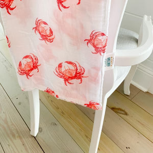 Little Hometown Baby, Muslin Swaddle Blanket-Pink Crab