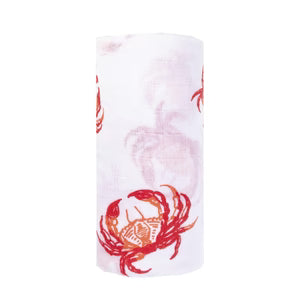 Little Hometown Baby, Muslin Swaddle Blanket-Pink Crab