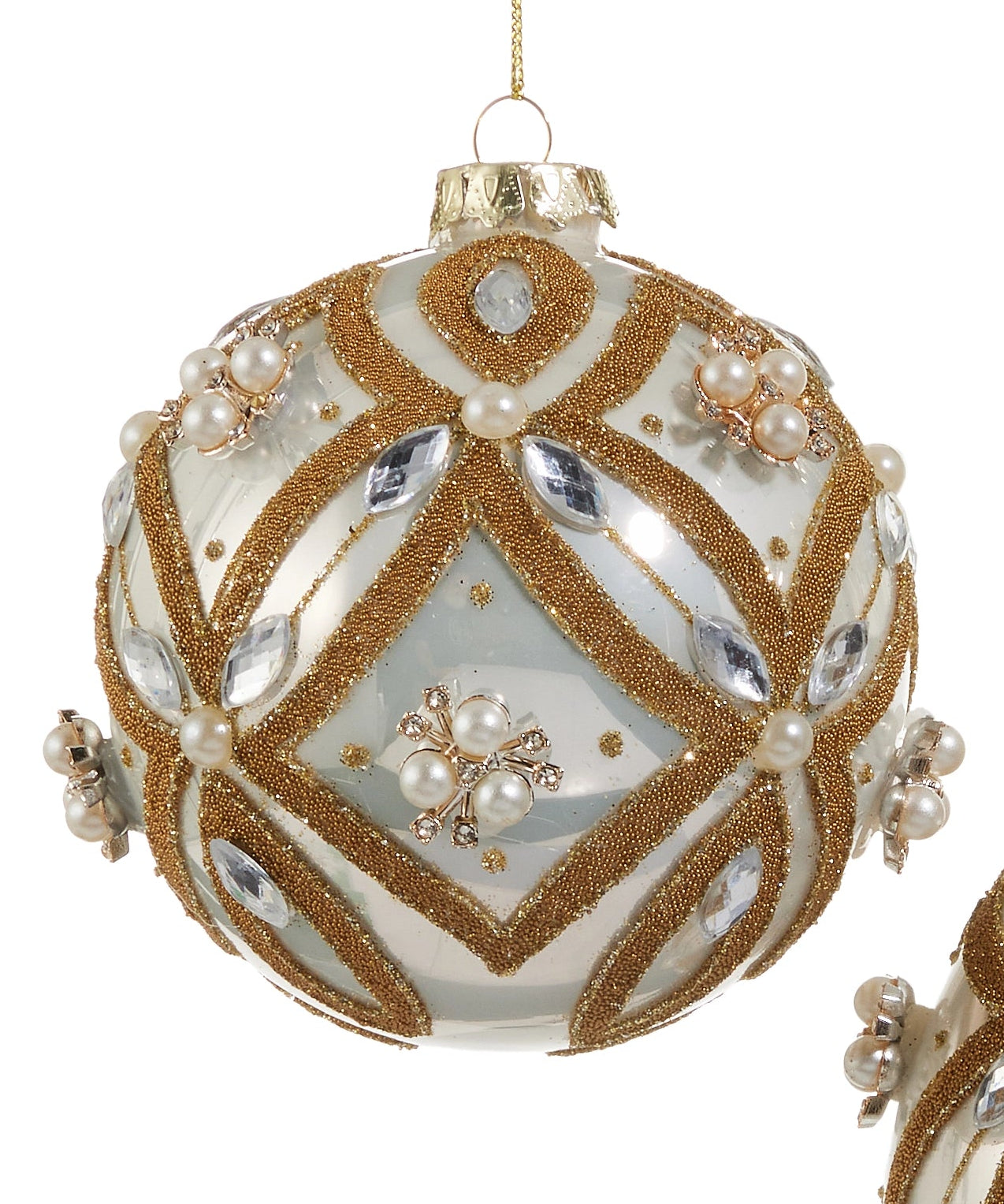 Pearl & Jewel Embellished Ornaments- Ball, Finial, Onion