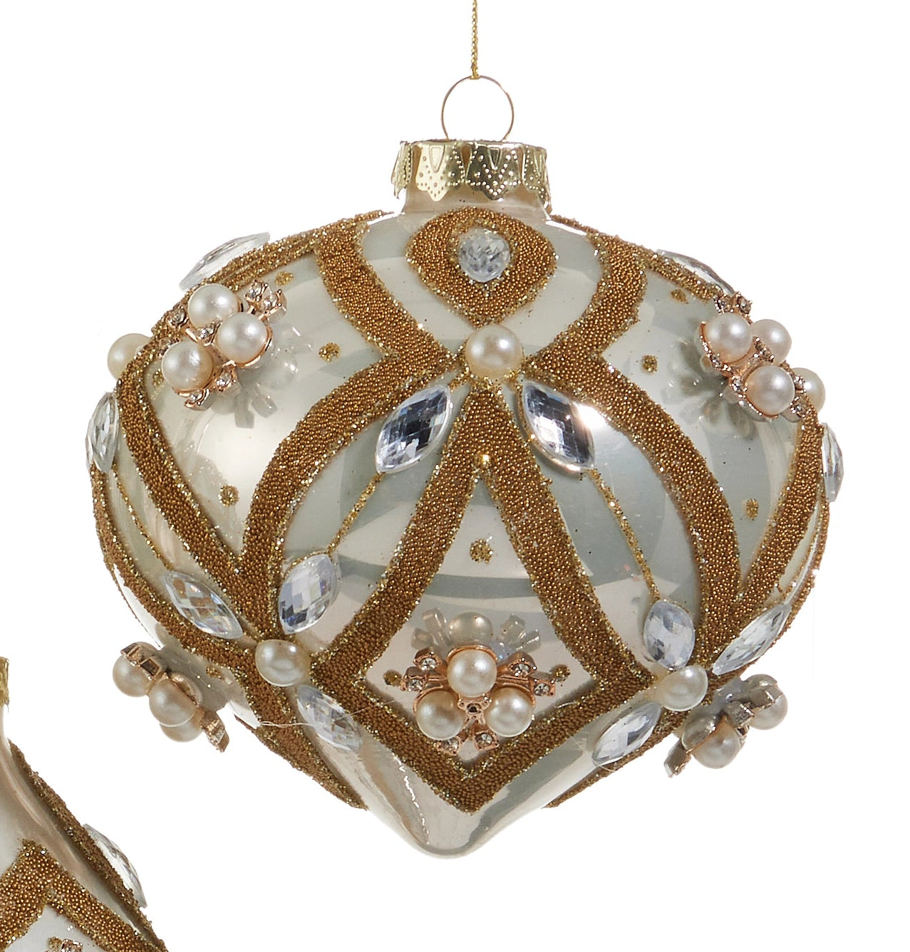 Pearl & Jewel Embellished Ornaments- Ball, Finial, Onion