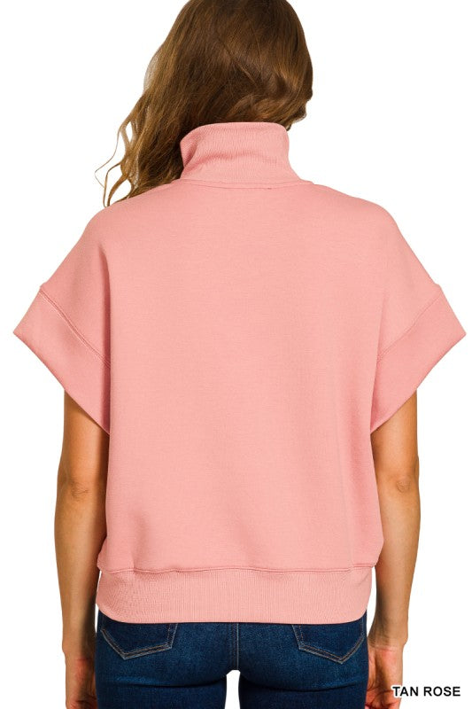 Scuba Half-Zip Pullover-Tan Rose