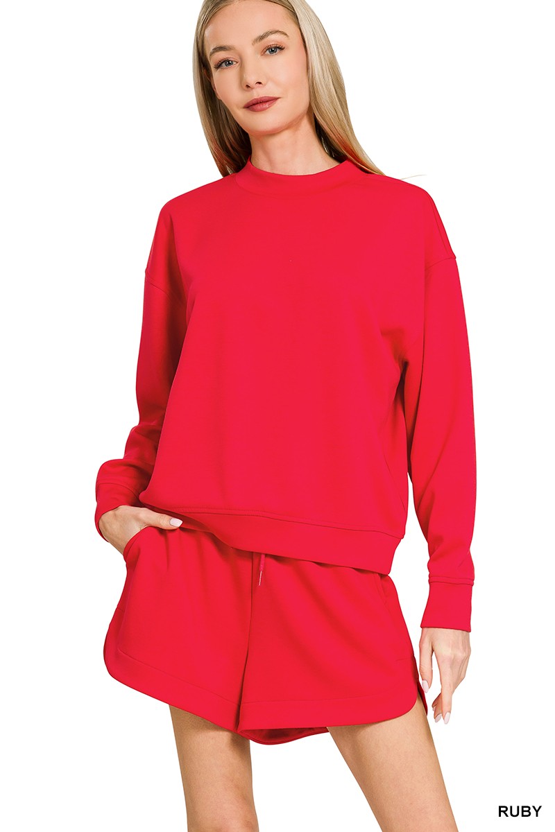 Scuba Pullover & Short Set-Ruby