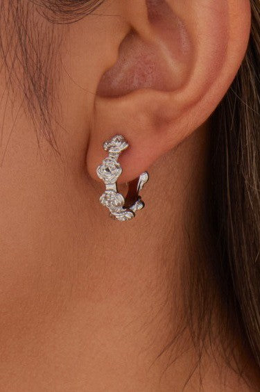 Sabrina Rose Huggie Hoops-Silver