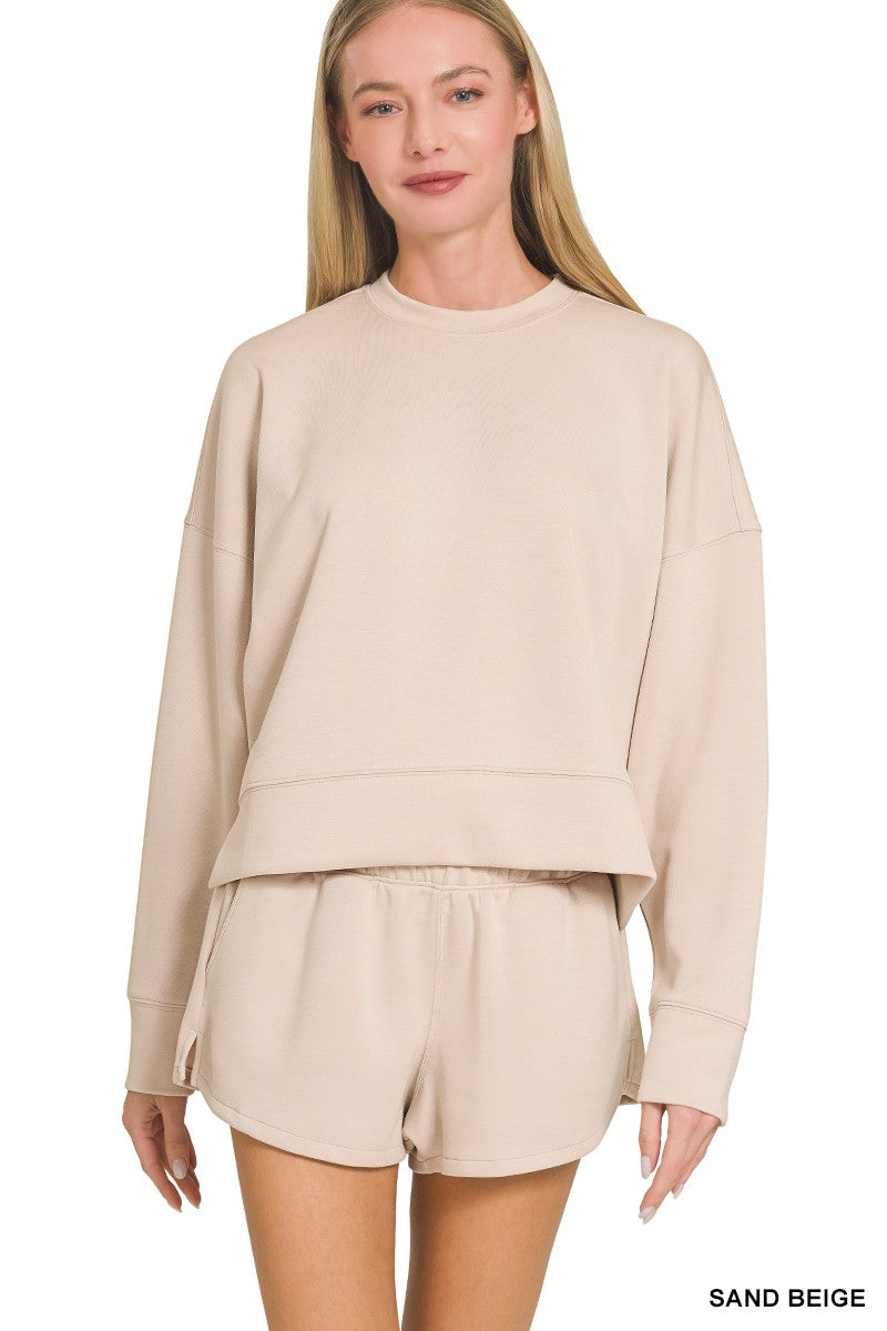 Scuba Sweatshirt & Shorts Set- Sand Beige