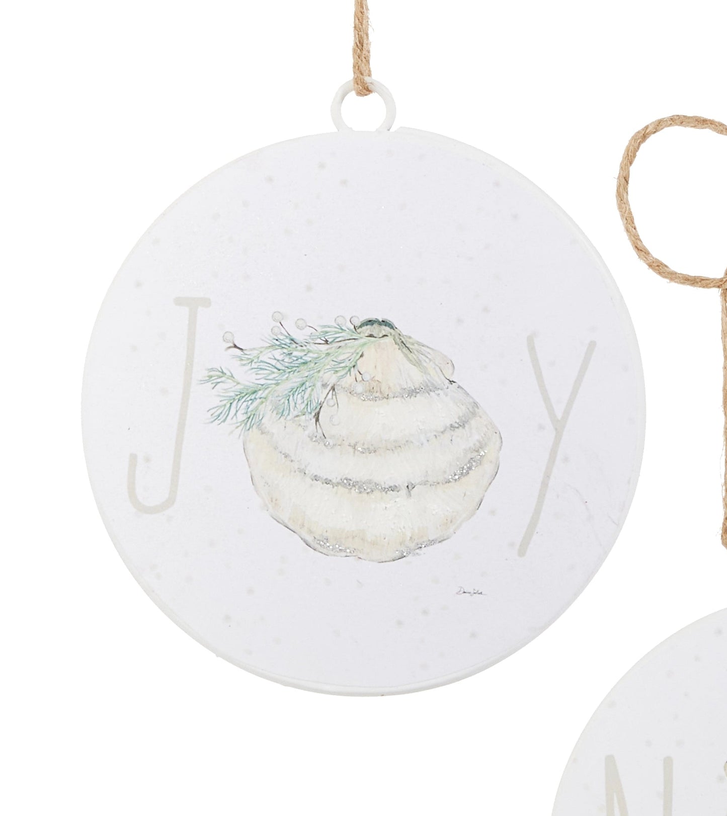 Glittered Sand Dollar Ornaments- Joy, Noel