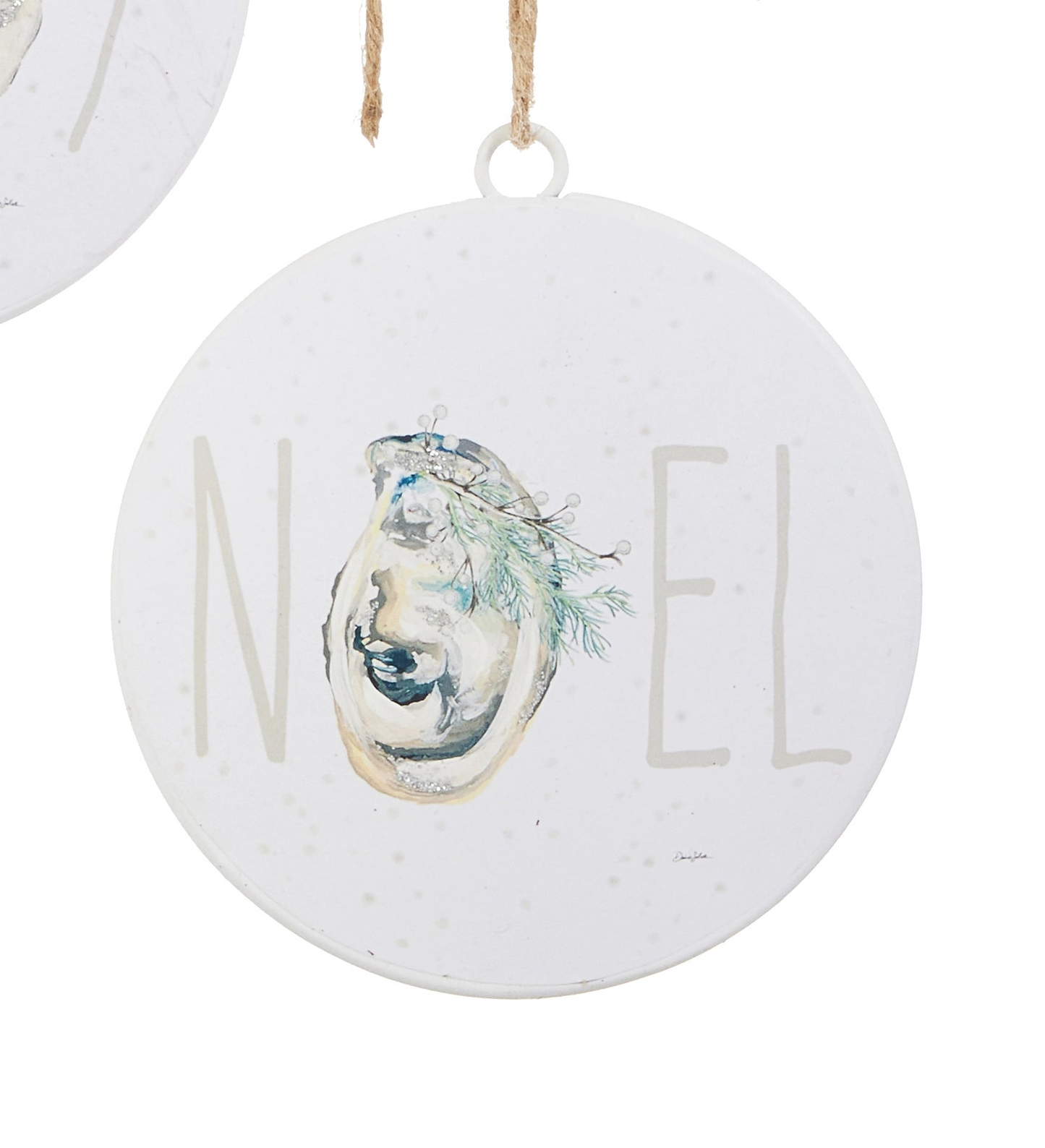 Glittered Sand Dollar Ornaments- Joy, Noel