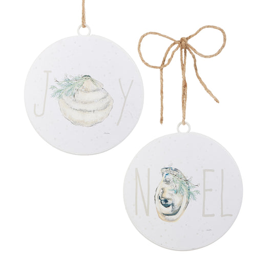 Glittered Sand Dollar Ornaments- Joy, Noel