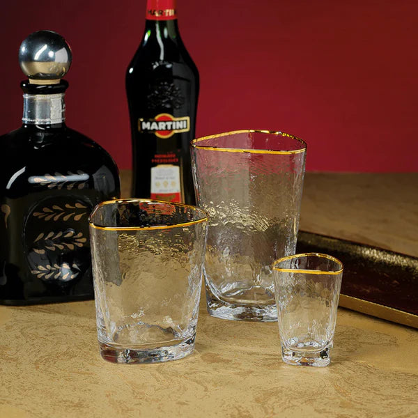 Zodax Aperitivo Gold Rimmed Triangular Glasses-Shot