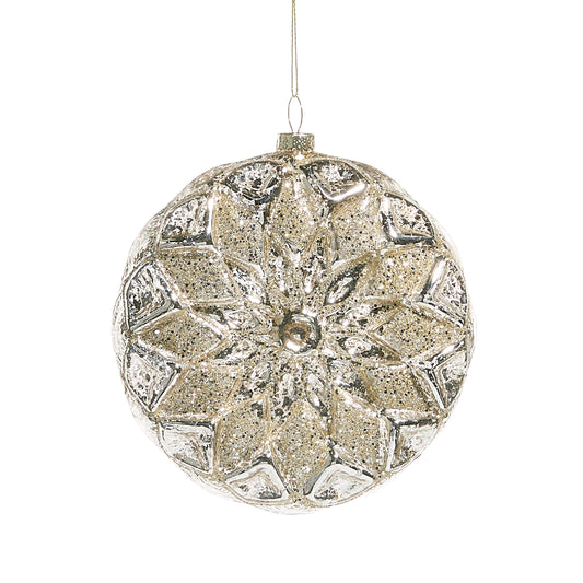 Silver Glitter Disc Ornament