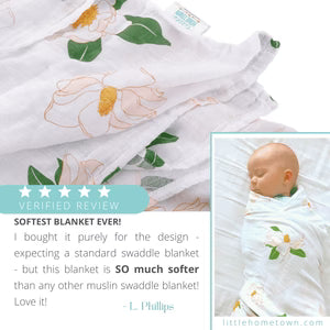 Little Hometown Baby, Muslin Swaddle Blanket-Southern Magnolia