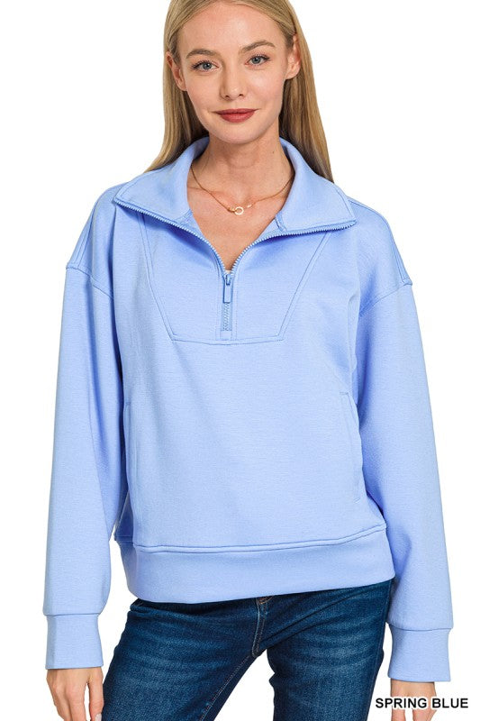 Scuba Half Zip Pullover-Spring Blue