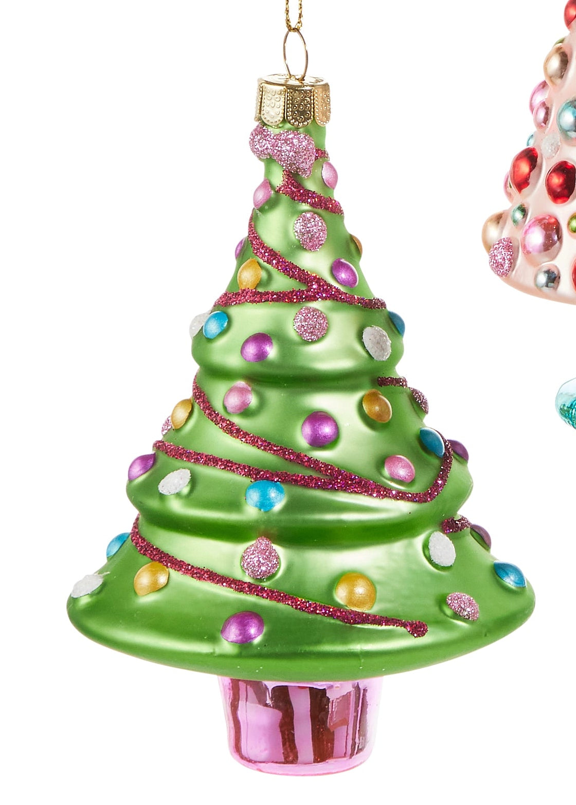 Blushing Tree Ornaments- Green, Pink w/Orn., Pink w/Bows