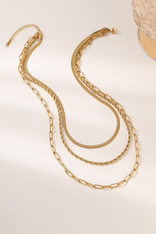 Triple Layer Link/Herringbone/Rope Chain