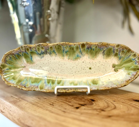 Etta B Flirty Edge Olive Dish-Botanical