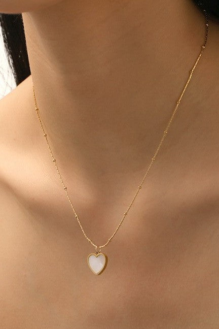 White Heart Pendant Necklace