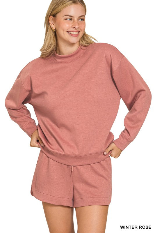 Scuba Pullover & Short Set-Winter Rose