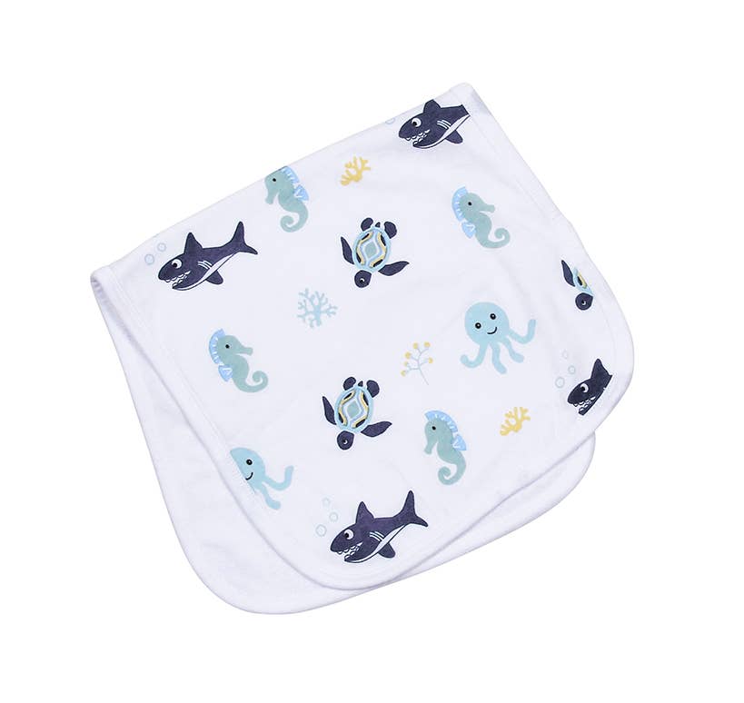 Blue Sea Life Burp Cloth