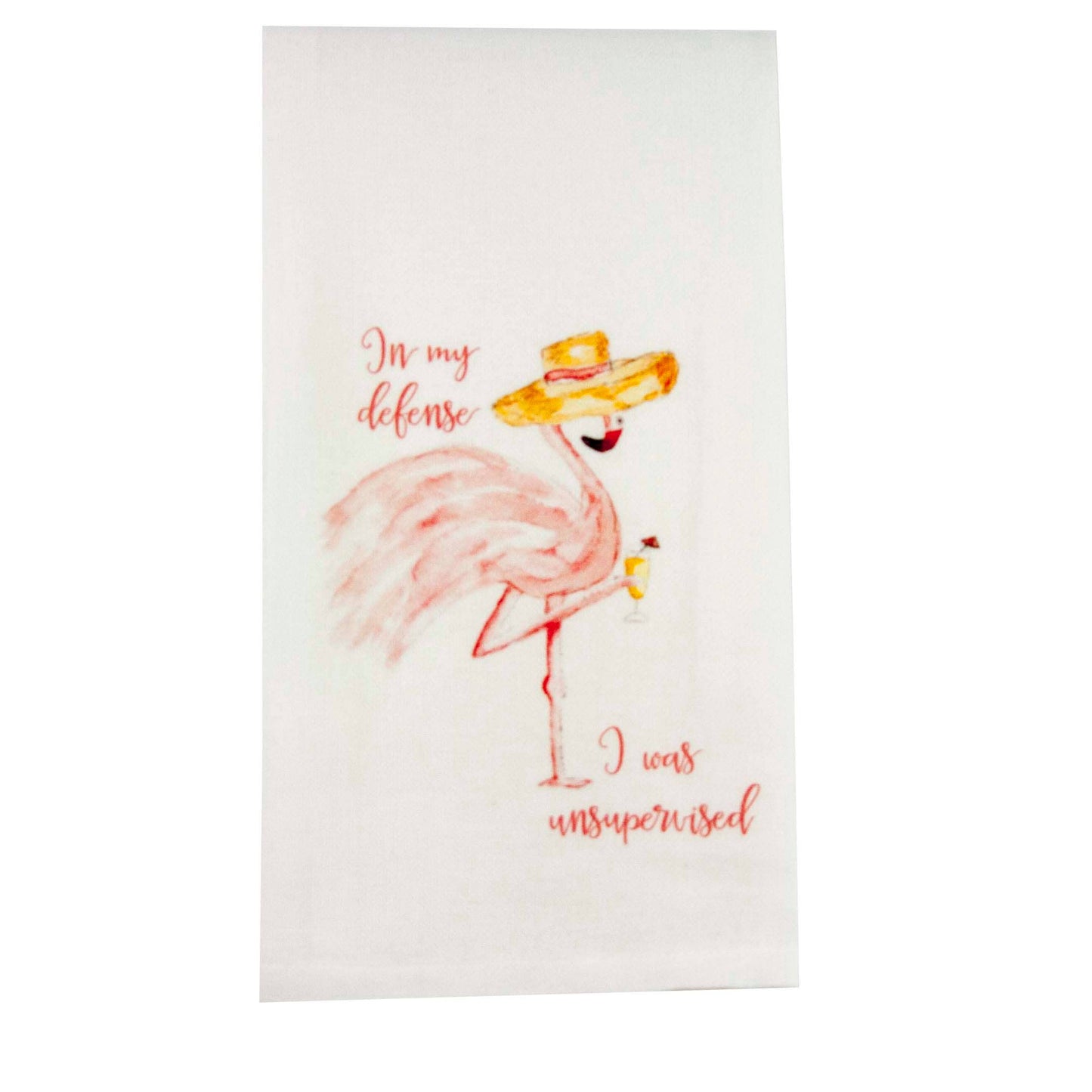 Flamingo Unsupervised Tea Towel