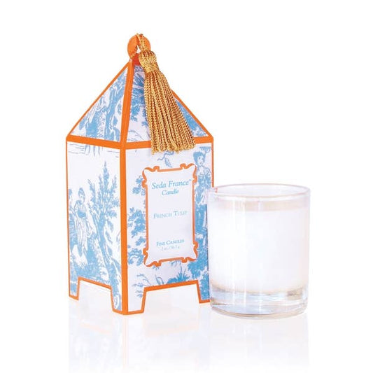 Seda France French Tulip Toile Mini Pagoda Box Candle