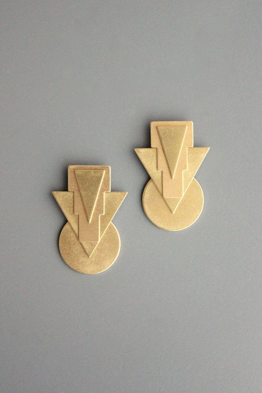 FINAL SALE David Aubrey- Geometric Brass Post Earrings