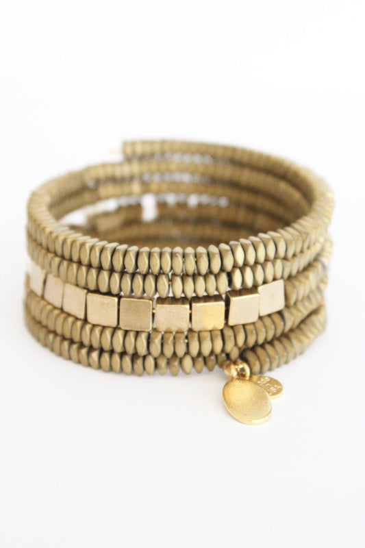 FINAL SALE David Aubrey- Gold Hematite Wrap Bracelet