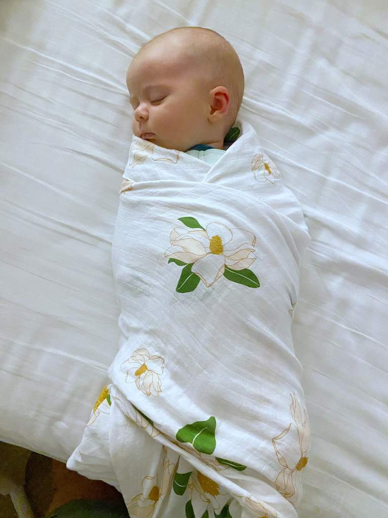 Little Hometown Baby, Muslin Swaddle Blanket-Southern Magnolia