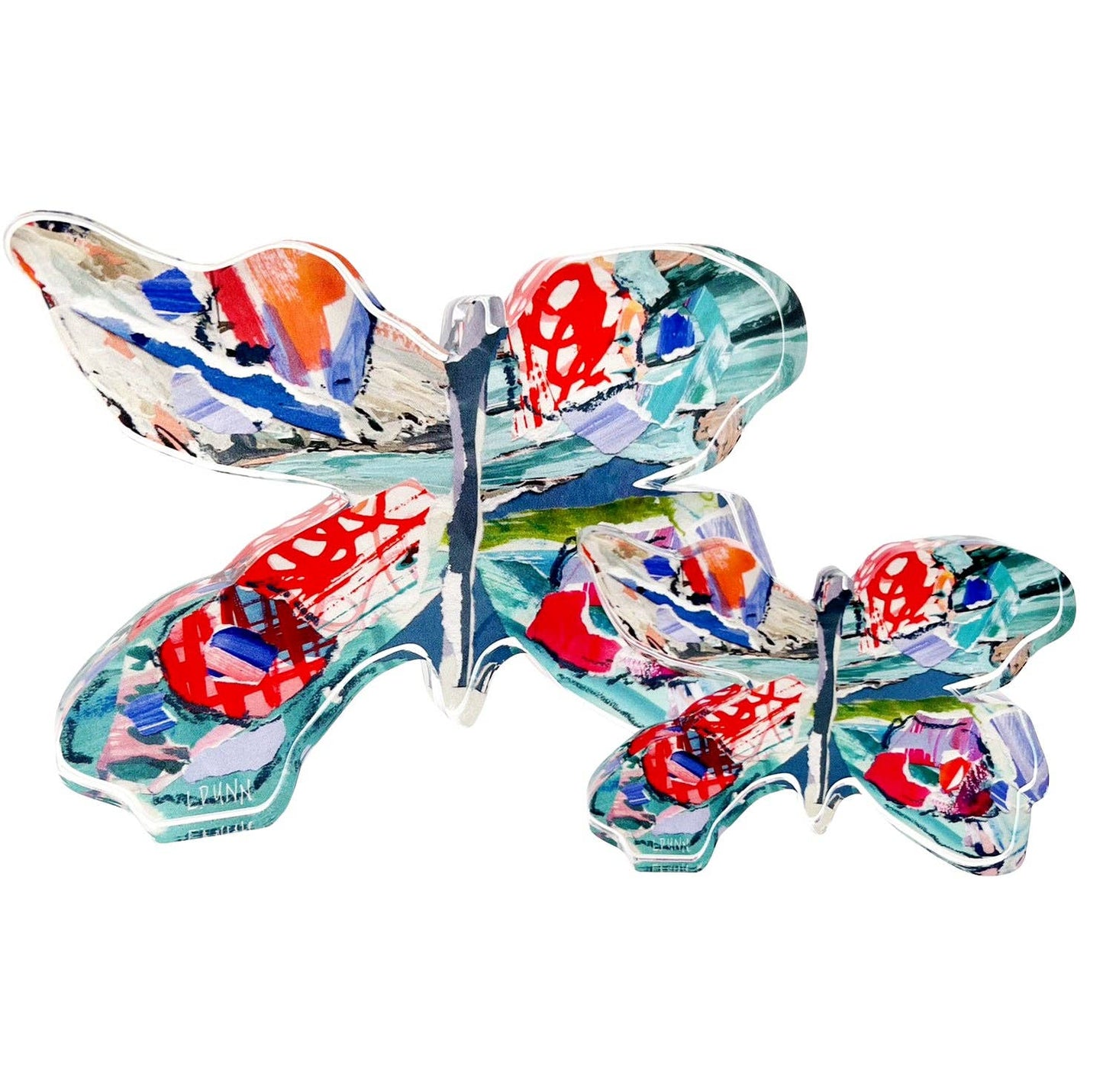 Orange And Blue Butterfly Large Acrylic Block