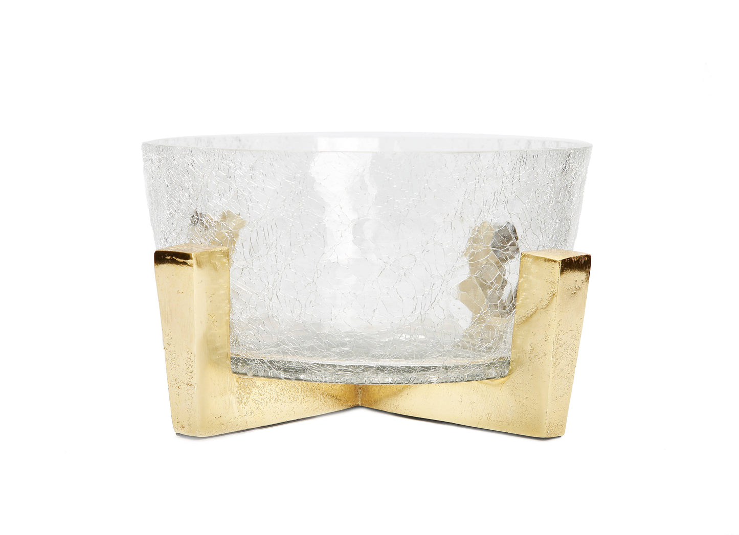 Hammered Glass Bowl on Gold Block Base