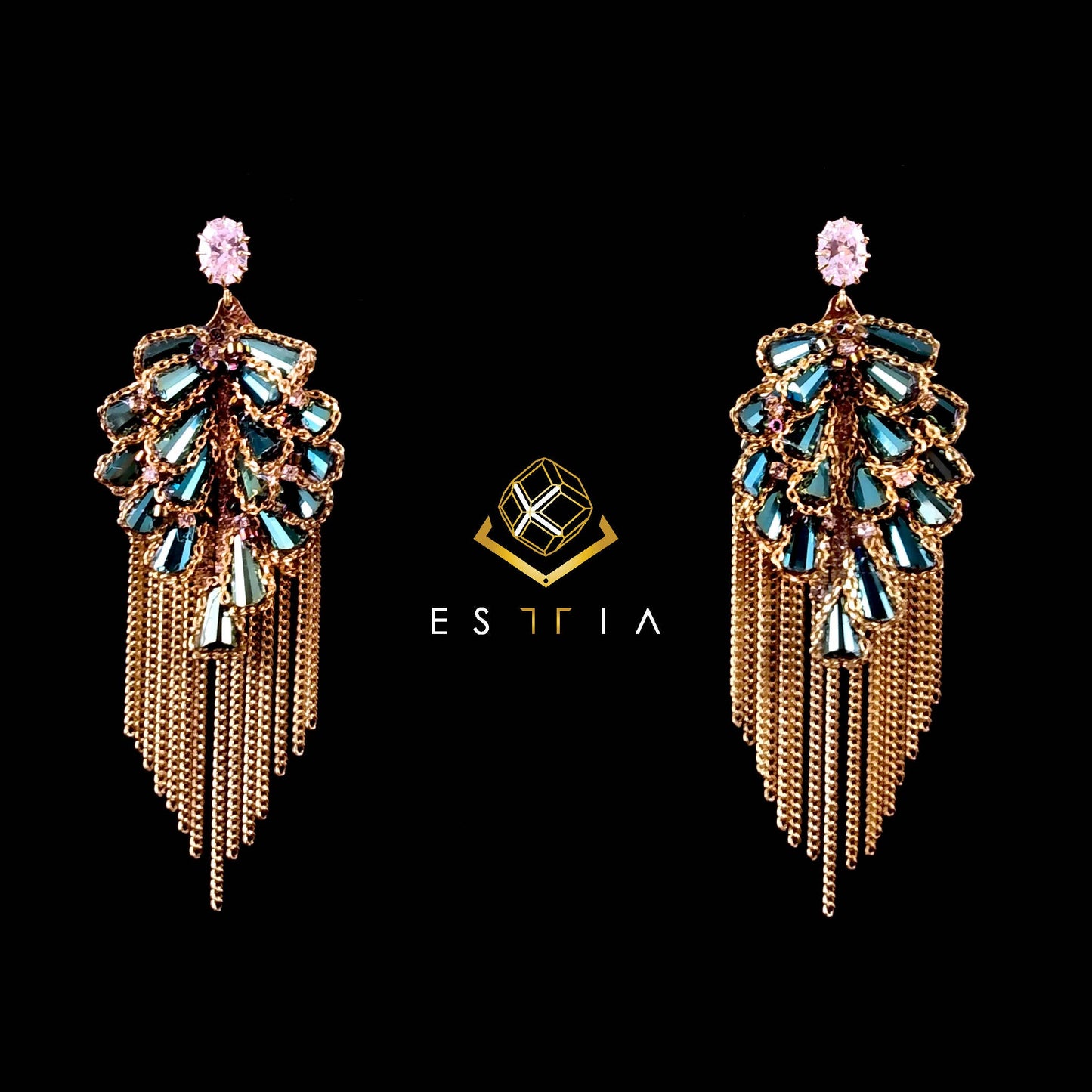 Pinecone Crystal Dangle Earrings